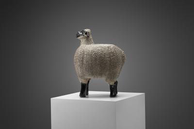 Klas G ran Klaesson Sheep Sculpture in Stoneware Sweden 1991