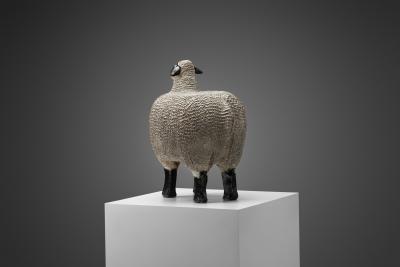 Klas G ran Klaesson Sheep Sculpture in Stoneware Sweden 1991