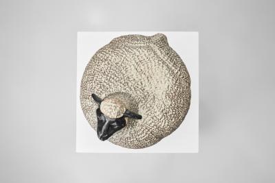 Klas G ran Klaesson Sheep Sculpture in Stoneware Sweden 1991