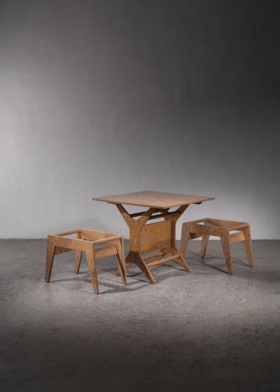Klaus Grabe Klaus Grabe rare height adjustable dining or coffee table and stools