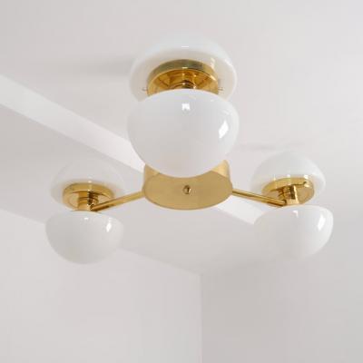 Klaus Michalik Modernist Bau 950 507 Chandelier Brass Glass Klaus Michalik Orno 1980s
