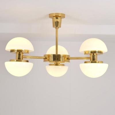 Klaus Michalik Modernist Bau 950 507 Chandelier Brass Glass Klaus Michalik Orno 1980s