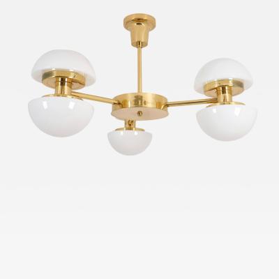 Klaus Michalik Modernist Bau 950 507 Chandelier Brass Glass Klaus Michalik Orno 1980s