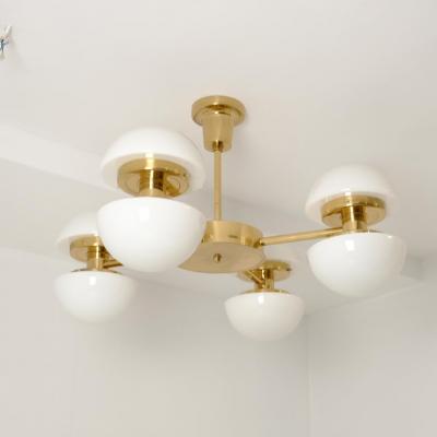 Klaus Michalik Nordic Modern Bau 950 507 Chandelier Brass Glass Klaus Michalik Orno 1980s