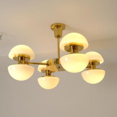 Klaus Michalik Nordic Modern Bau 950 507 Chandelier Brass Glass Klaus Michalik Orno 1980s
