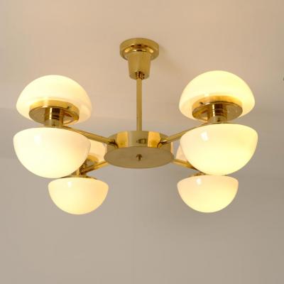 Klaus Michalik Nordic Modern Bau 950 507 Chandelier Brass Glass Klaus Michalik Orno 1980s