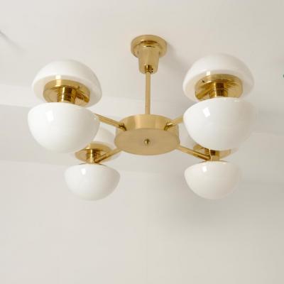 Klaus Michalik Nordic Modern Bau 950 507 Chandelier Brass Glass Klaus Michalik Orno 1980s