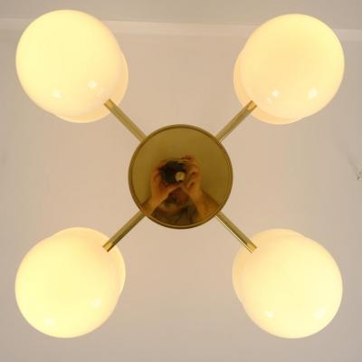 Klaus Michalik Nordic Modern Bau 950 507 Chandelier Brass Glass Klaus Michalik Orno 1980s