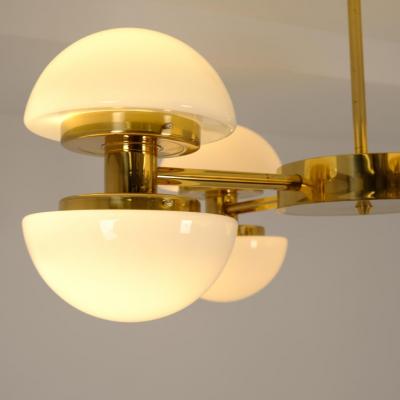 Klaus Michalik Nordic Modern Bau 950 507 Chandelier Brass Glass Klaus Michalik Orno 1980s