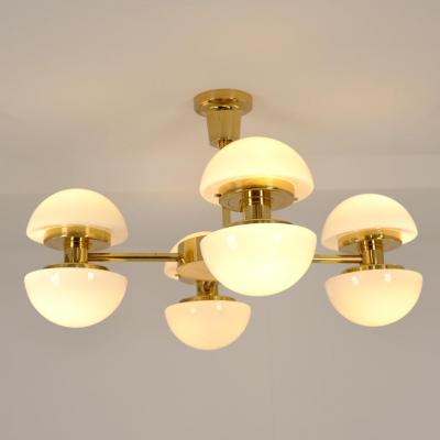 Klaus Michalik Nordic Modern Bau 950 507 Chandelier Brass Glass Klaus Michalik Orno 1980s