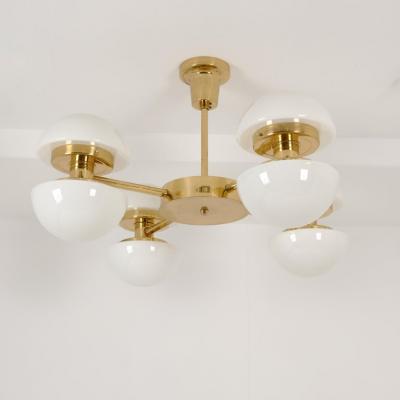 Klaus Michalik Nordic Modern Sizable Bau Chandelier Brass Glass Klaus Michalik Orno 1980s