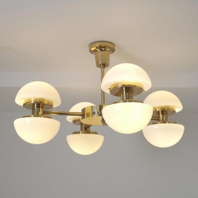 Klaus Michalik Nordic Modern Sizable Bau Chandelier Brass Glass Klaus Michalik Orno 1980s