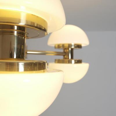 Klaus Michalik Nordic Modern Sizable Bau Chandelier Brass Glass Klaus Michalik Orno 1980s