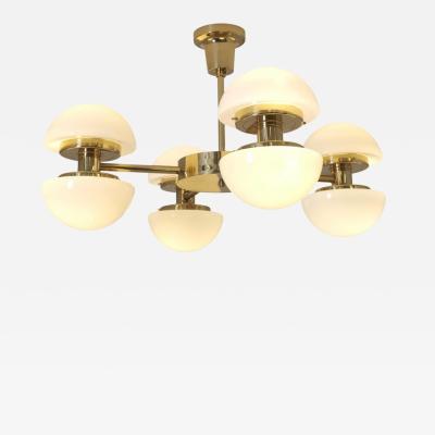 Klaus Michalik Nordic Modern Sizable Bau Chandelier Brass Glass Klaus Michalik Orno 1980s