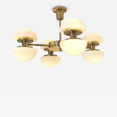 Klaus Michalik Nordic Modern Sizable Bau Chandelier Brass Glass Klaus Michalik Orno 1980s