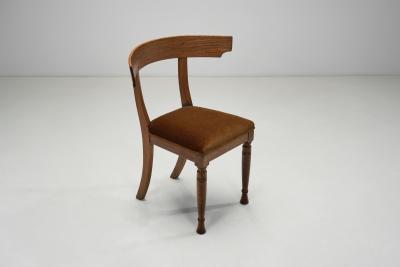 Klismos Inspired Oak Chair with Upholstered Seat Denmark ca 1900