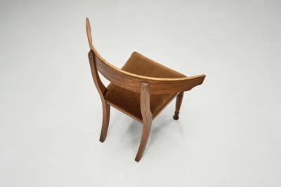 Klismos Inspired Oak Chair with Upholstered Seat Denmark ca 1900
