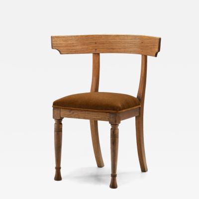 Klismos Inspired Oak Chair with Upholstered Seat Denmark ca 1900