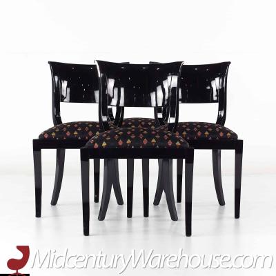Klismos Style Mid Century Black Lacquer Dining Chairs Set of 4
