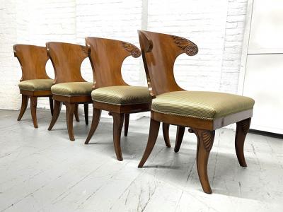 Klismos Style Walnut Dining Chairs Set of 4