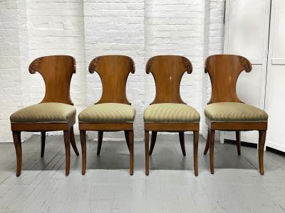 Klismos Style Walnut Dining Chairs Set of 4