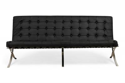 Knoll American Contemporary Barcelona Black Leather Sofa