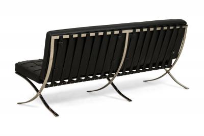 Knoll American Contemporary Barcelona Black Leather Sofa
