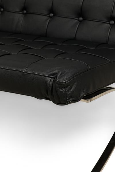 Knoll American Contemporary Barcelona Black Leather Sofa