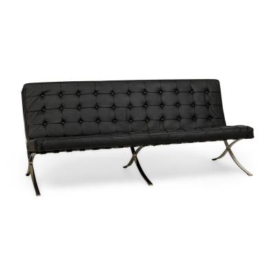 Knoll American Contemporary Barcelona Black Leather Sofa