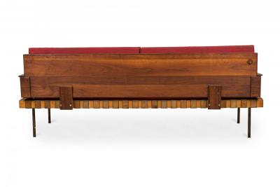 Knoll Associates Mid Century American Leather Strap Day Bed with Red Upholstered