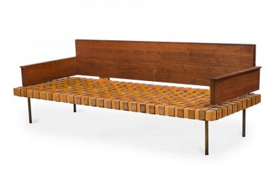 Knoll Associates Mid Century American Leather Strap Day Bed with Red Upholstered