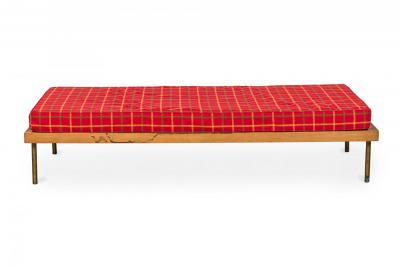 Knoll Associates Mid Century American Red Plaid Upholstered Platform Daybed
