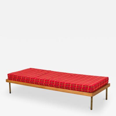 Knoll Associates Mid Century American Red Plaid Upholstered Platform Daybed