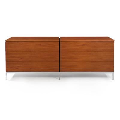 Knoll Mid Century Modern Teak and Chrome Double Chest Credenza circa 1970