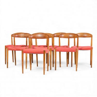 Knud Andersen Model KA120 Mid Century Danish Teak Dining Chairs Set of 8