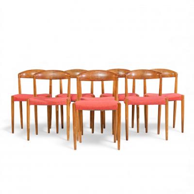 Knud Andersen Model KA120 Mid Century Danish Teak Dining Chairs Set of 8