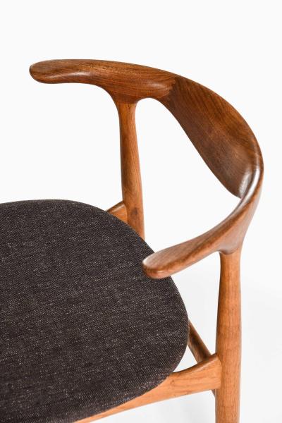 Knud Faerch Set of 10 Cowhorn Dining Chairs in Fabric Oak Teak by Knud F rch 1969