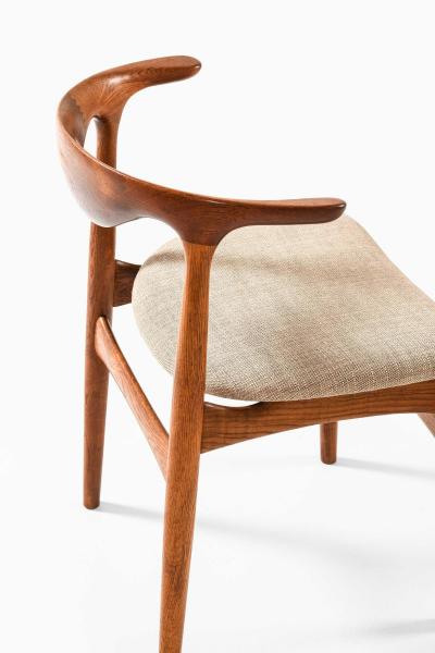 Knud Faerch Set of 6 Cowhorn Dining Chairs in Fabric Oak Teak by Knud F rch 1969