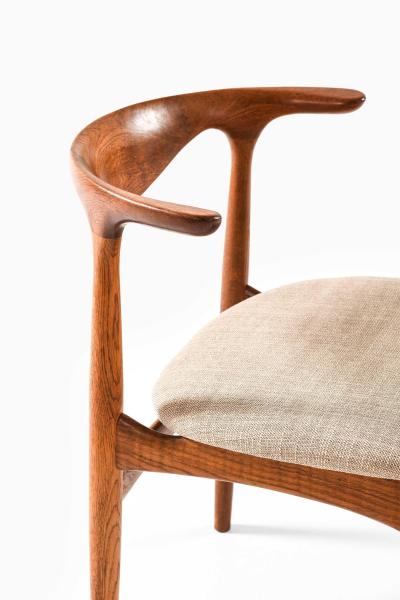 Knud Faerch Set of 6 Cowhorn Dining Chairs in Fabric Oak Teak by Knud F rch 1969