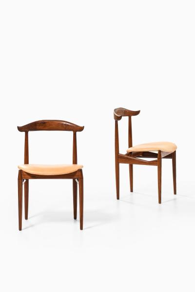 Knud Faerch Set of 6 Dining Chairs in Leather and Rosewood by Knud F rch 1950s