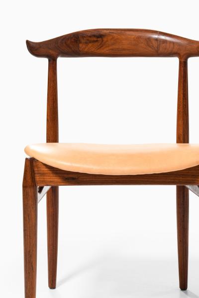 Knud Faerch Set of 6 Dining Chairs in Leather and Rosewood by Knud F rch 1950s