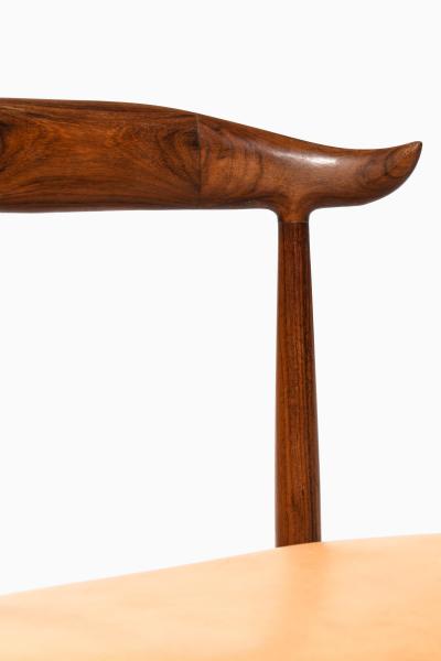 Knud Faerch Set of 6 Dining Chairs in Leather and Rosewood by Knud F rch 1950s