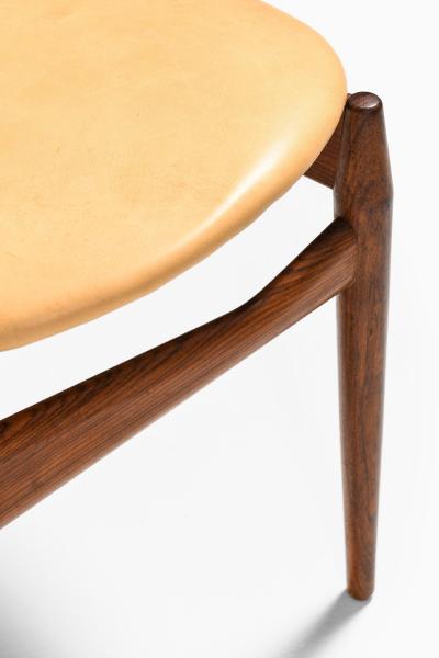 Knud Faerch Set of 6 Dining Chairs in Leather and Rosewood by Knud F rch 1950s