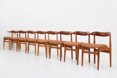 Knud Faerch Set of Eight Danish Dining Chairs Cowhorn Chair by Knud Faerch