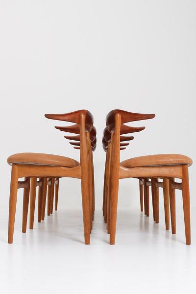 Knud Faerch Set of Eight Danish Dining Chairs Cowhorn Chair by Knud Faerch