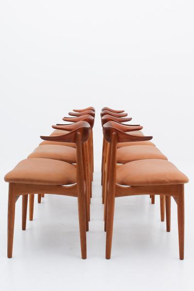 Knud Faerch Set of Eight Danish Dining Chairs Cowhorn Chair by Knud Faerch