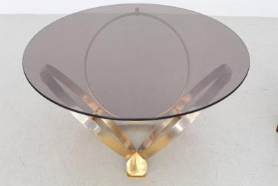 Knut Hesterberg Round Brass Geometric Rings Coffee Table with Glass Top