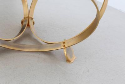Knut Hesterberg Round Brass Geometric Rings Coffee Table with Glass Top