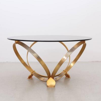 Knut Hesterberg Round Brass Geometric Rings Coffee Table with Glass Top