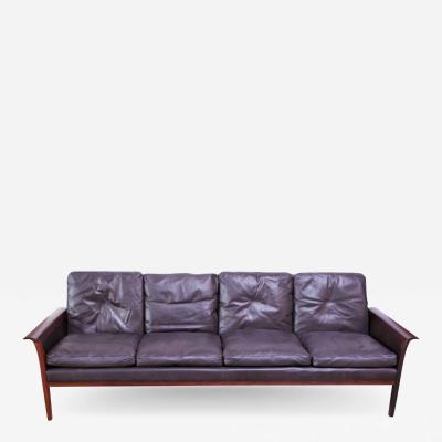 Knut S ter Leather and Rosewood Sofa Designed by Knut S ter for Vatne M bler